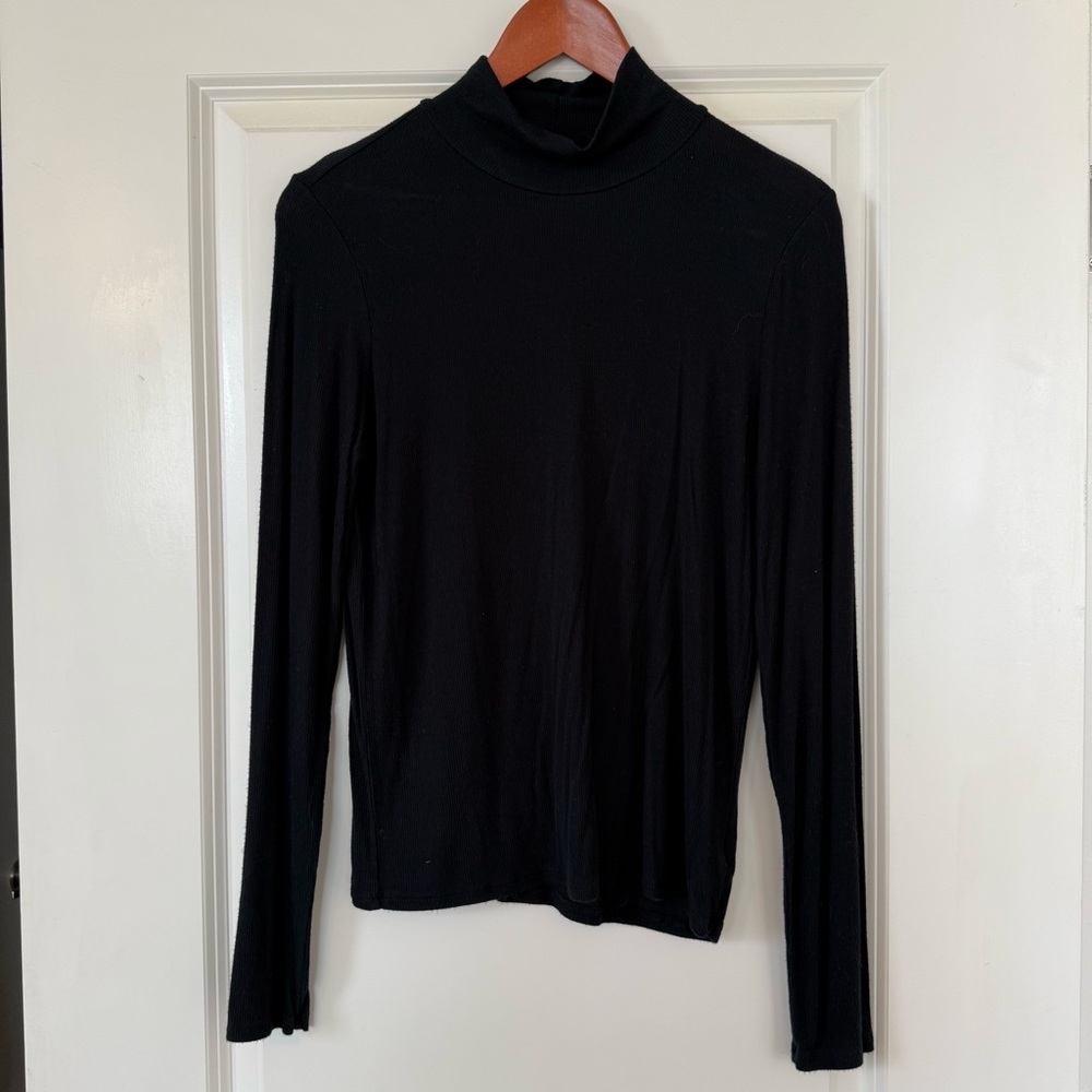 American Eagle Soft & Sexy Ribbed Black Turtleneck Top